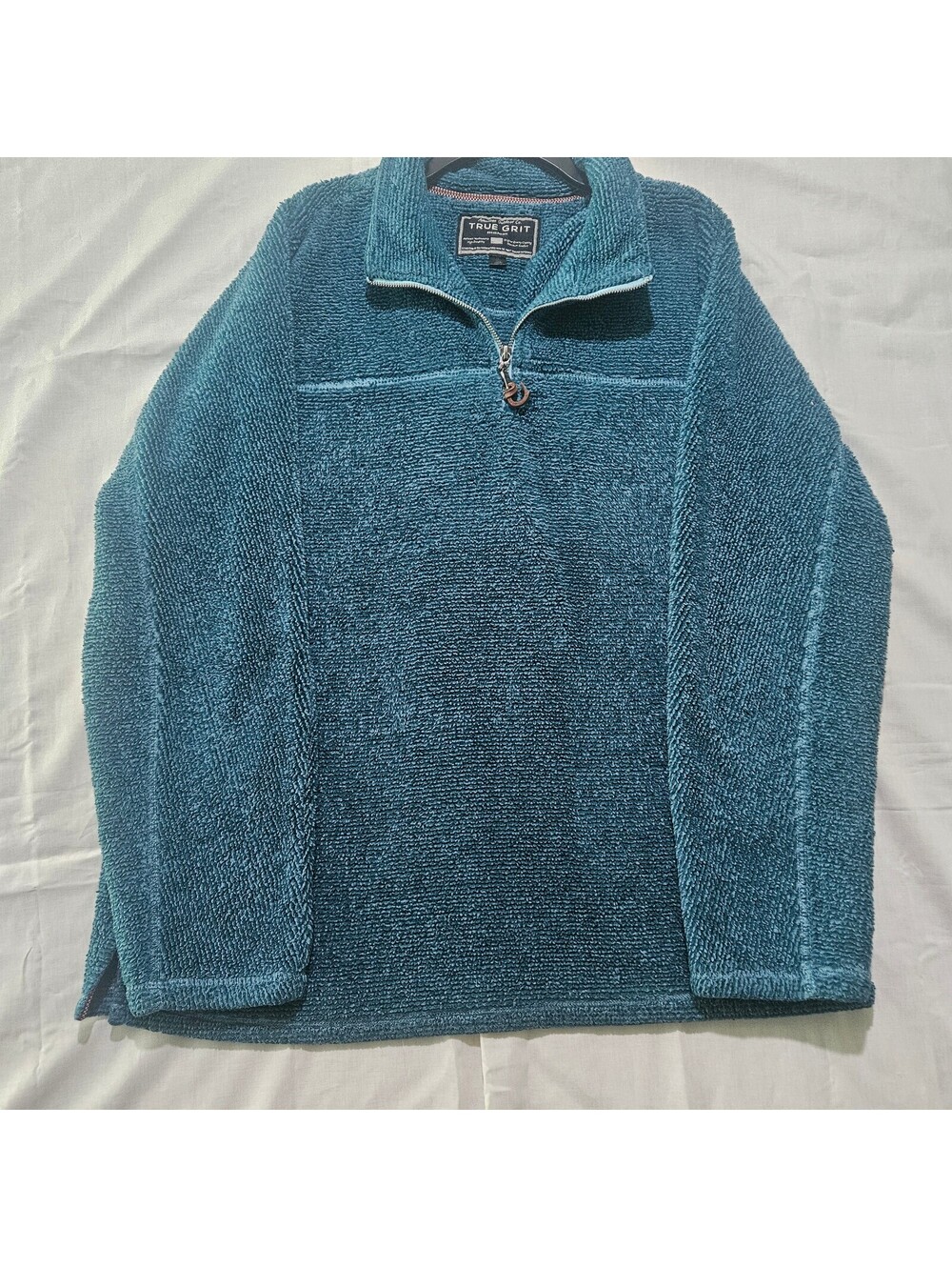 True Grit Men's Teal Blue Fleece Pullover Jacket XL 1/4 Zip